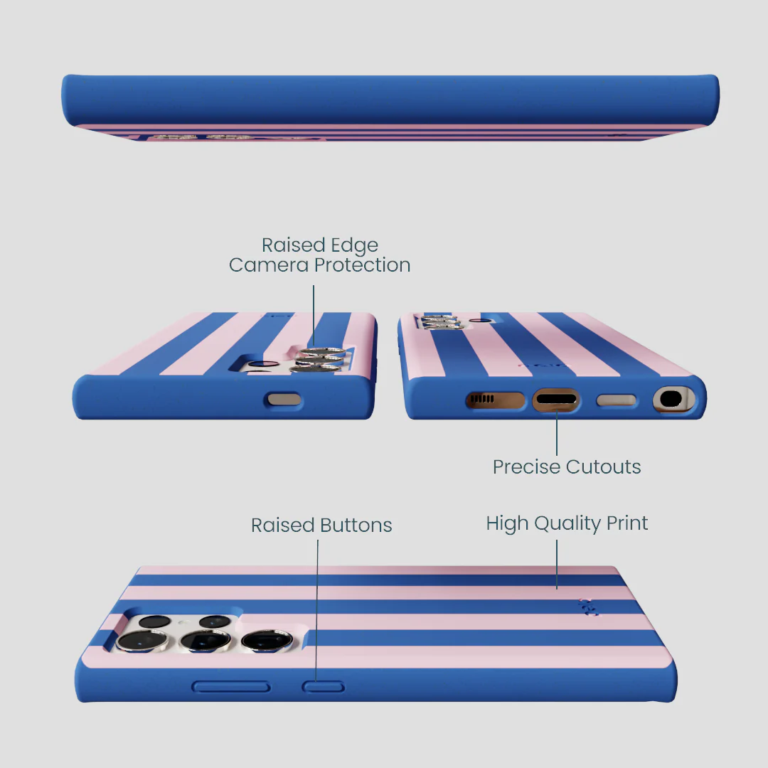 Electric Blue Big Pop Pink Stripes Samsung Galaxy S24 Ultra Case - Image 3