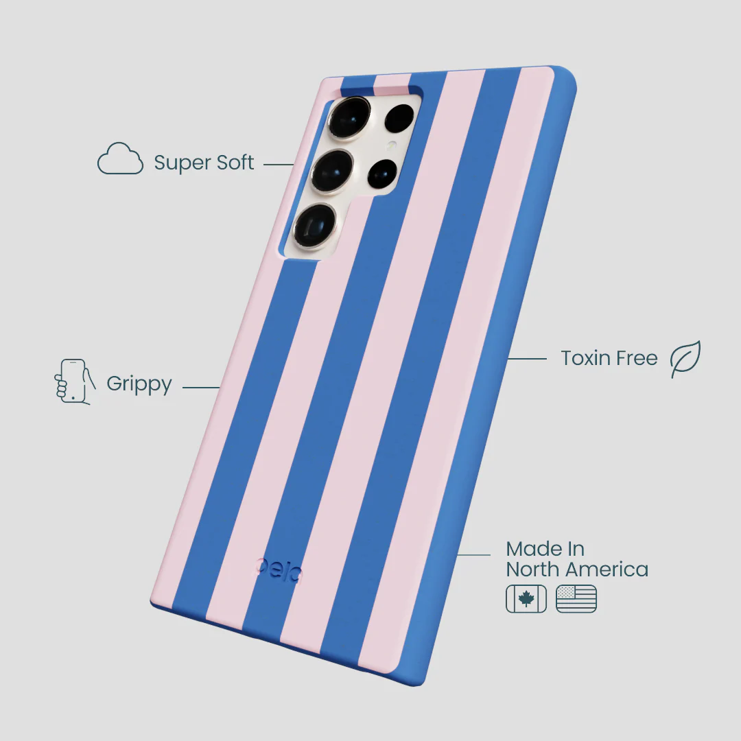 Electric Blue Big Pop Pink Stripes Samsung Galaxy S24 Ultra Case - Image 4