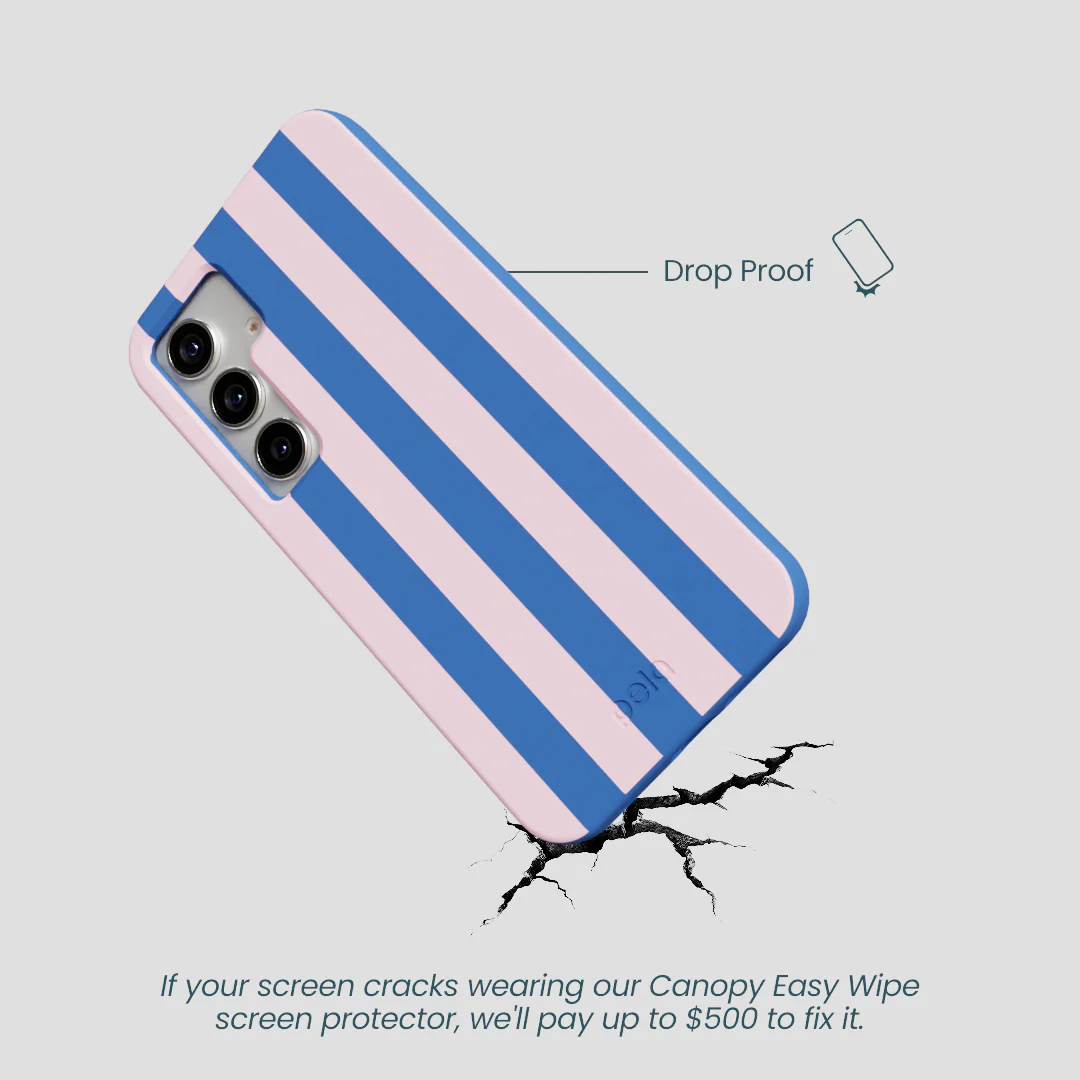 Electric Blue Big Pop Pink Stripes Samsung Galaxy S25 Case - Image 5