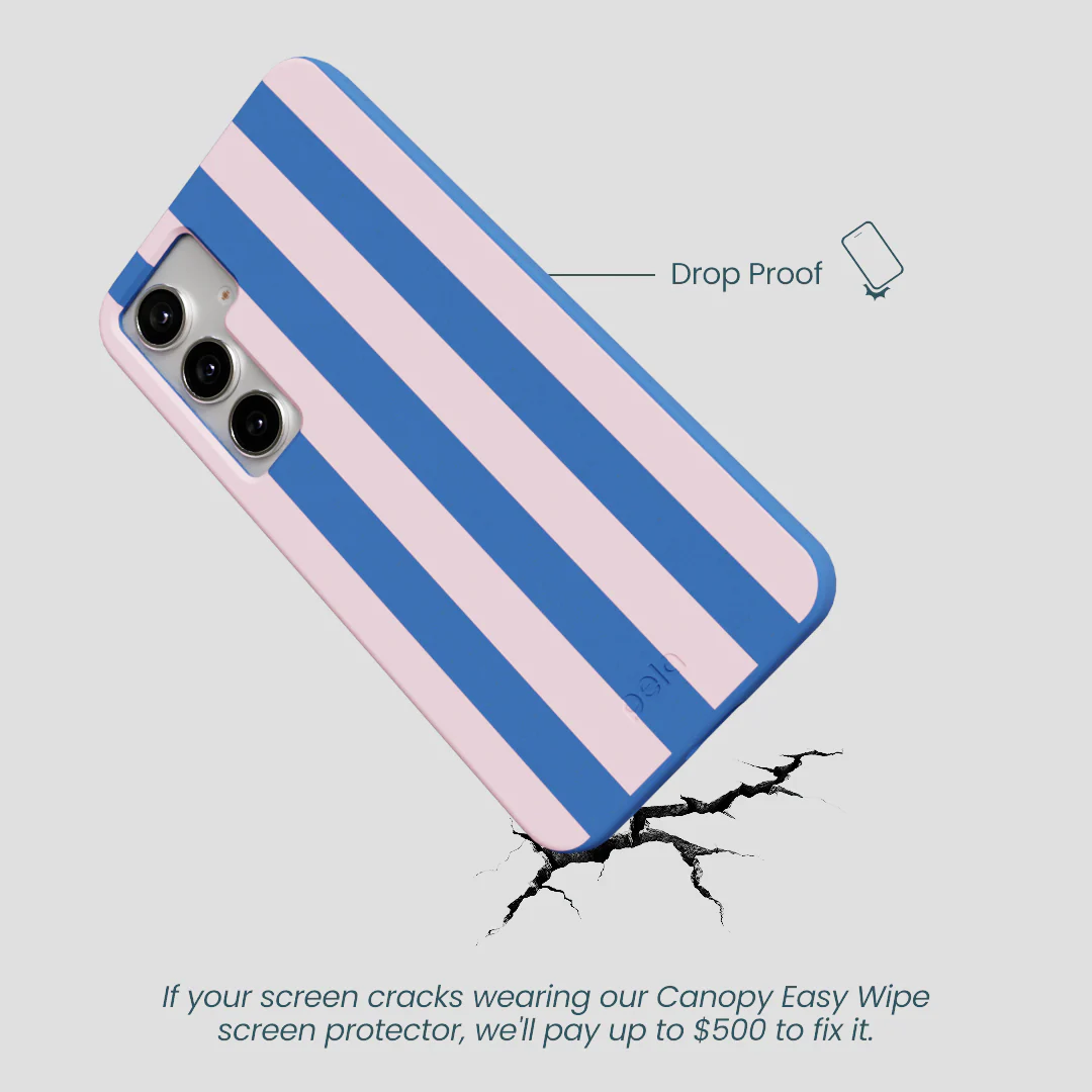 Electric Blue Big Pop Pink Stripes Samsung Galaxy S25+(Plus) Case - Image 5