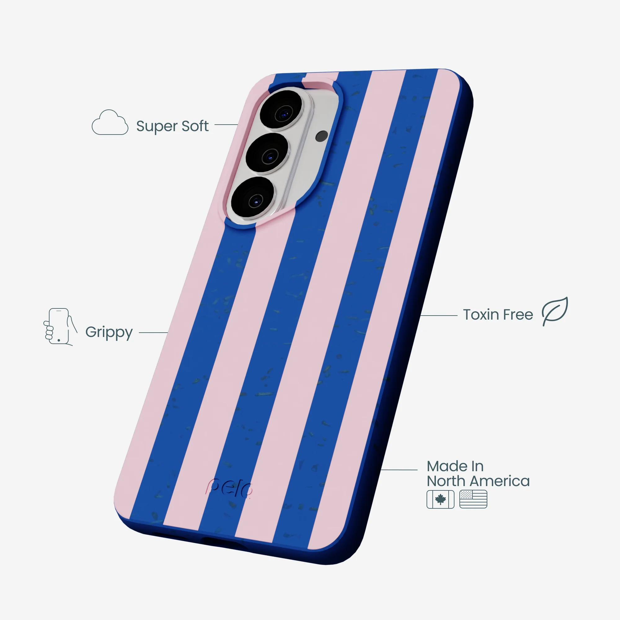 Electric Blue Big Pop Pink Stripes Samsung Galaxy S26 Case - Image 4