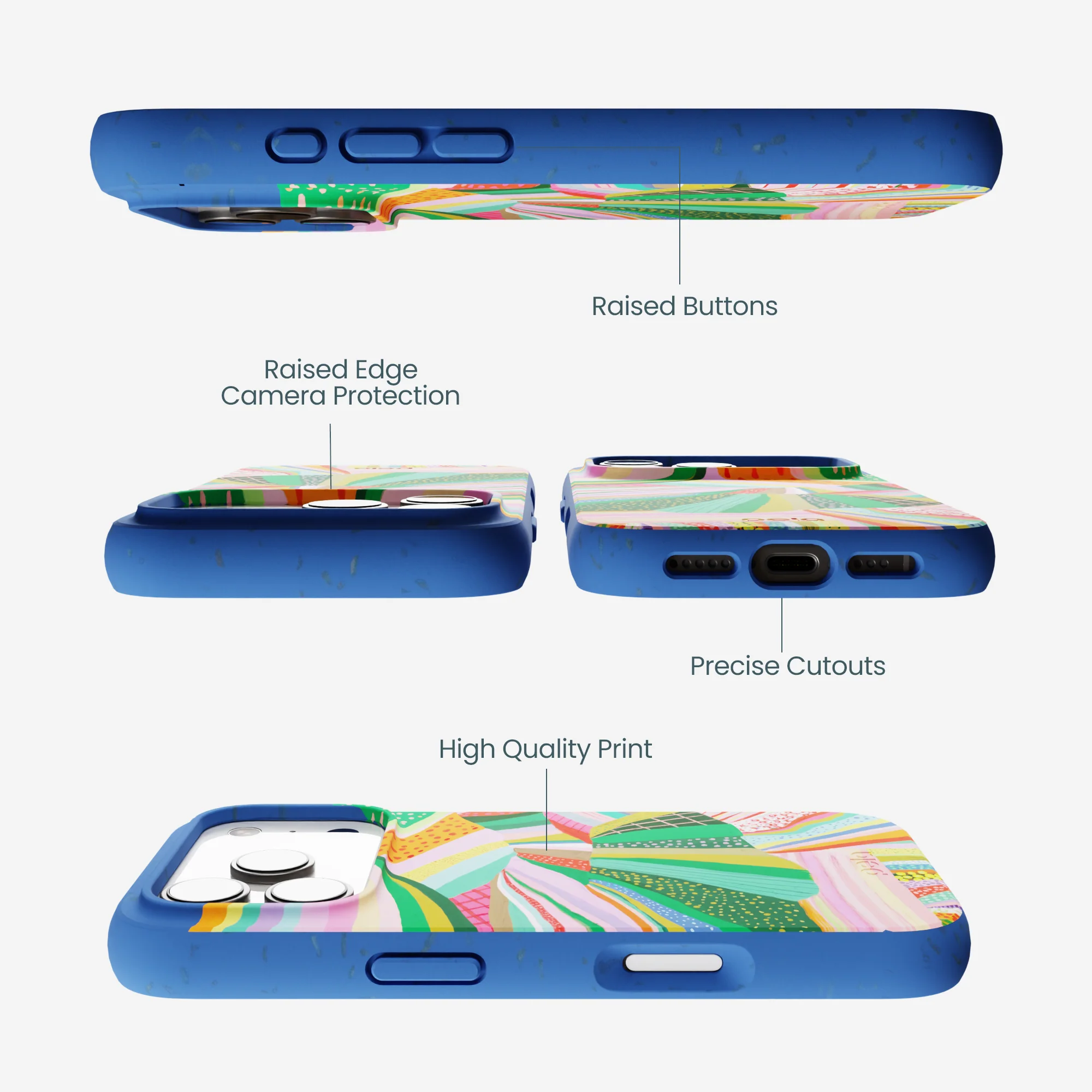Electric Blue Bloomstatic iPhone 17 Pro Case - Image 3