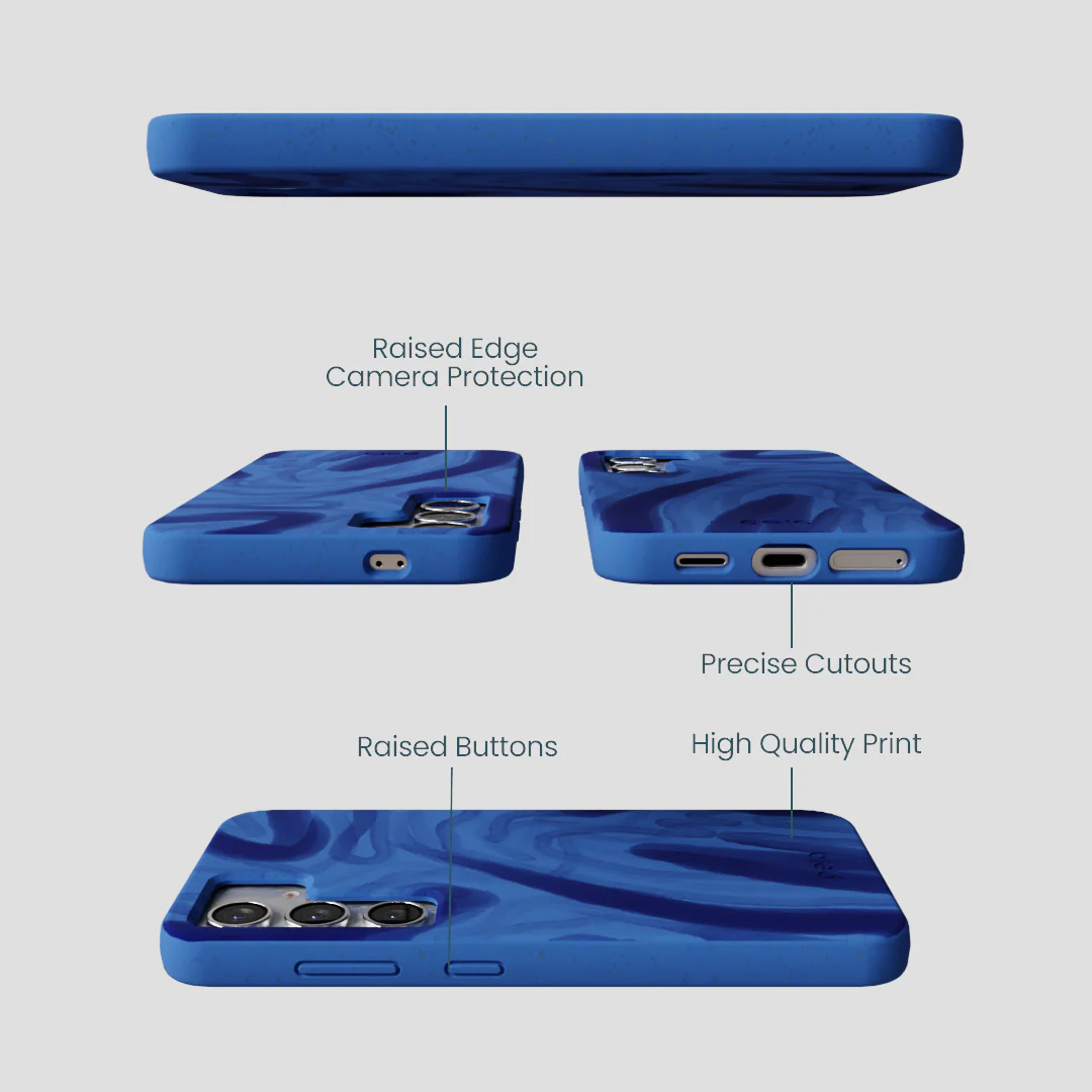 Electric Blue Blue Study Samsung Galaxy S25 Case - Image 3