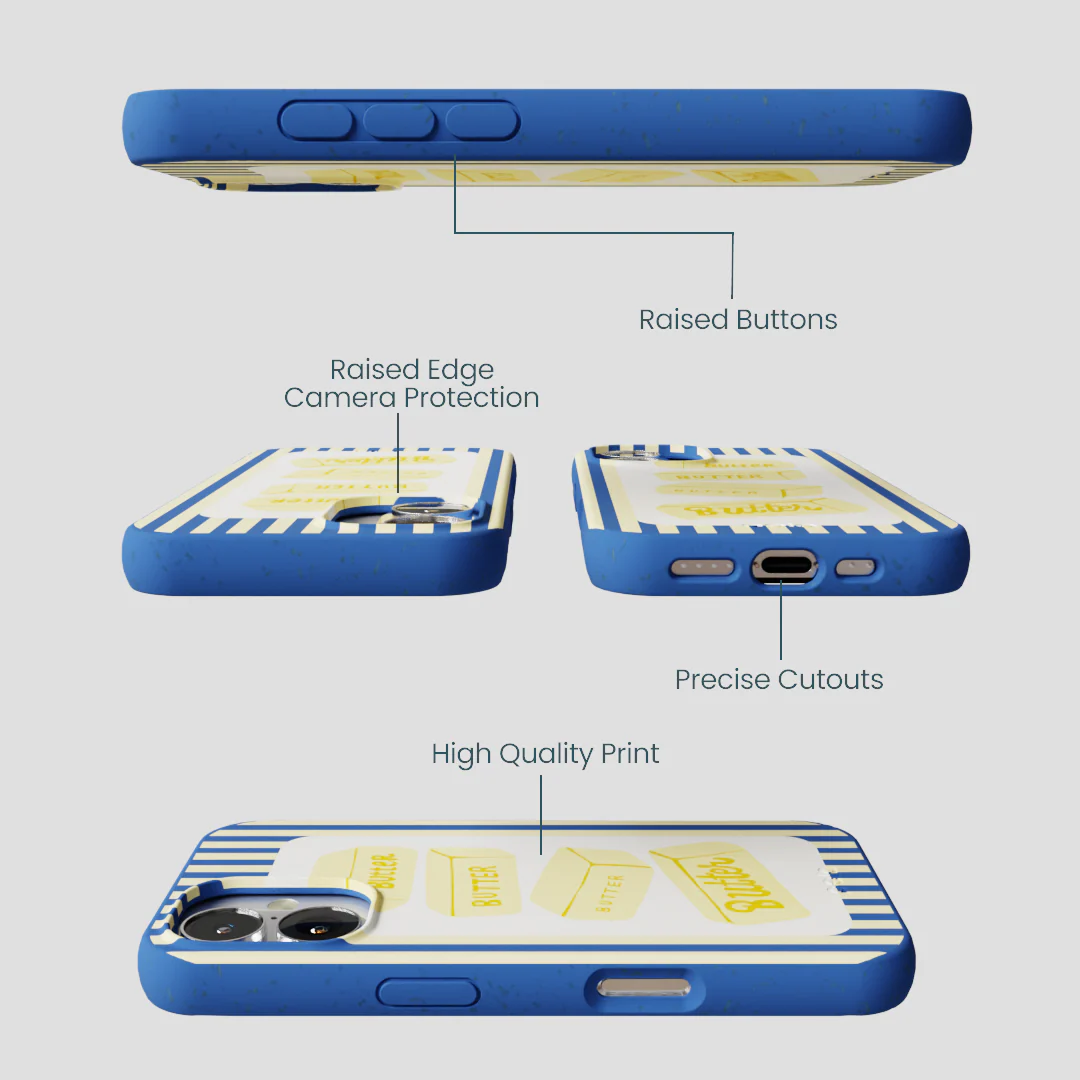 Electric Blue Butter Bars iPhone 16 Case - Image 3