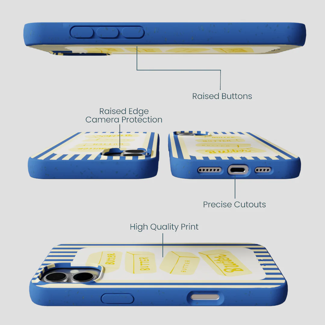 Electric Blue Butter Bars iPhone 16 Plus Case - Image 3