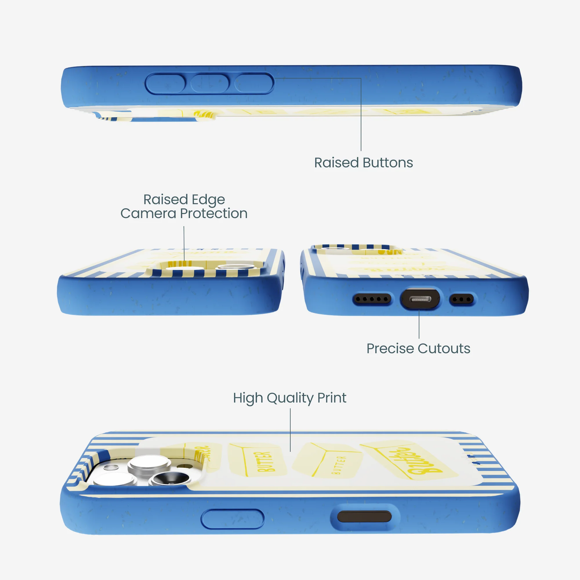 Electric Blue Butter Bars iPhone 16 Pro Max Case - Image 3