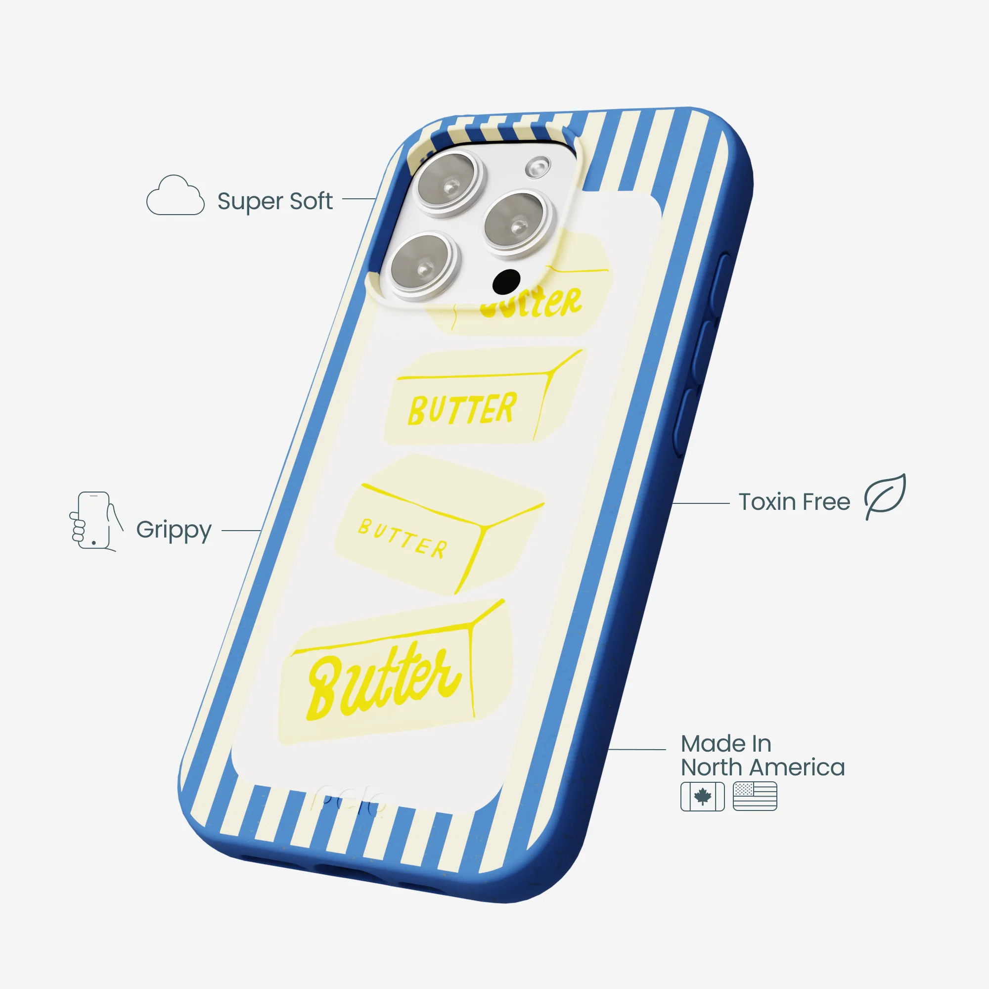 Electric Blue Butter Bars iPhone 16 Pro Max Case - Image 4