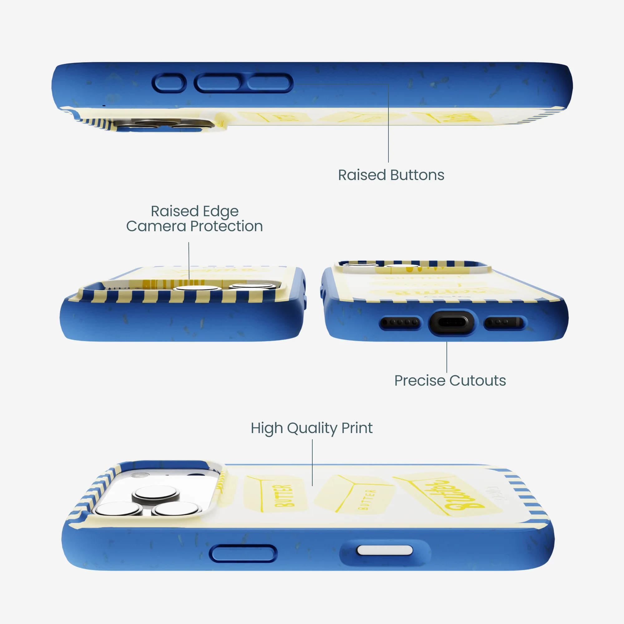 Electric Blue Butter Bars iPhone 17 Pro Case - Image 3