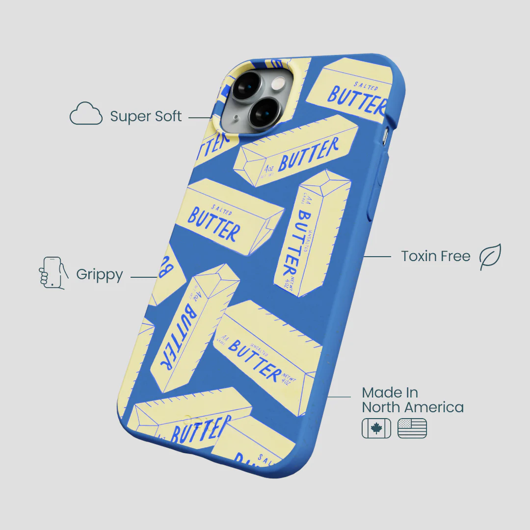 Electric Blue Butter Love iPhone 14 Plus Case - Image 4