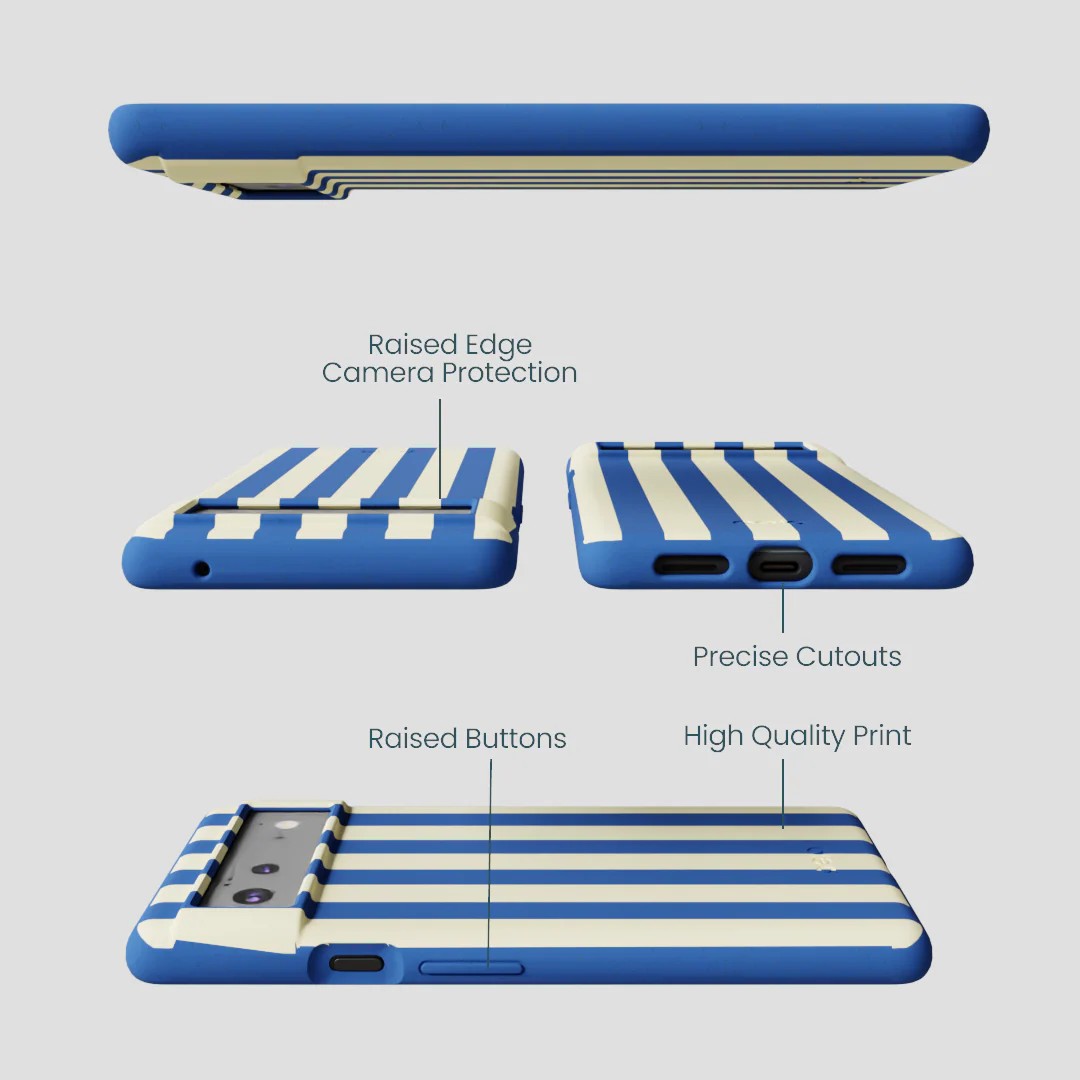 Electric Blue Butter Stripes Google Pixel 6a Case - Image 3