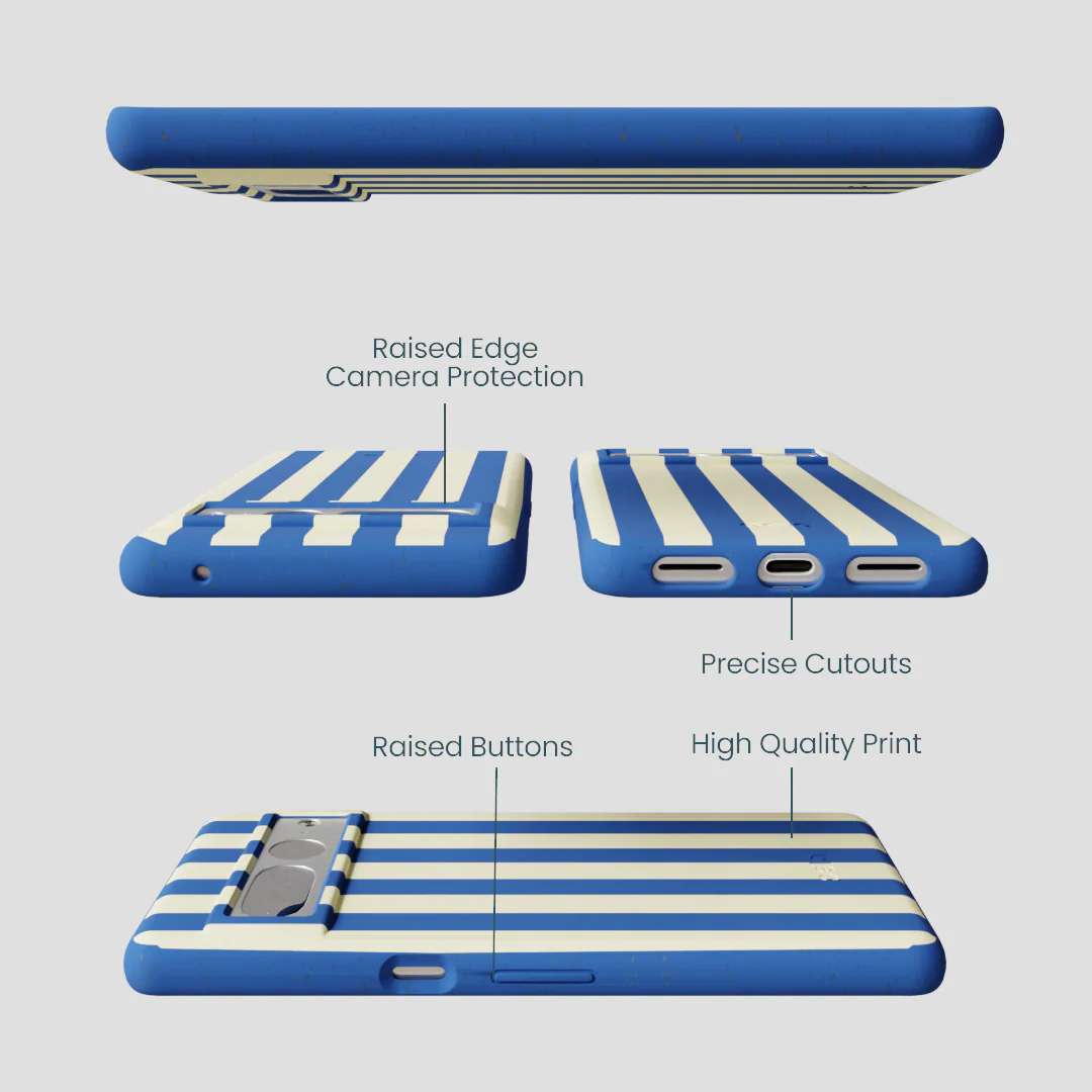 Electric Blue Butter Stripes Google Pixel 7 Pro Case - Image 3