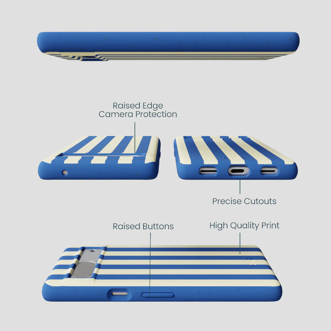 Electric Blue Butter Stripes Google Pixel 7a Case - Image 3