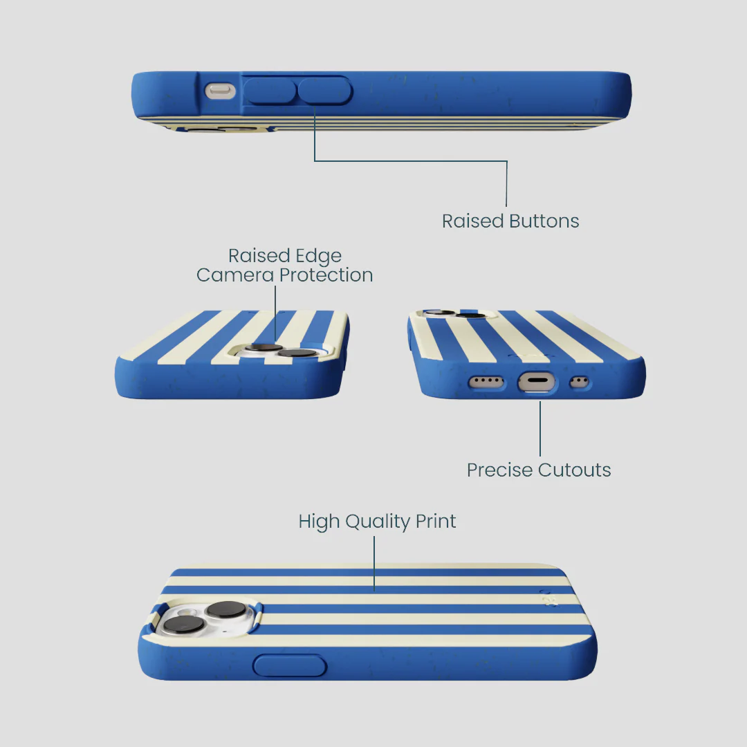 Electric Blue Butter Stripes iPhone 13 Mini Case - Image 3