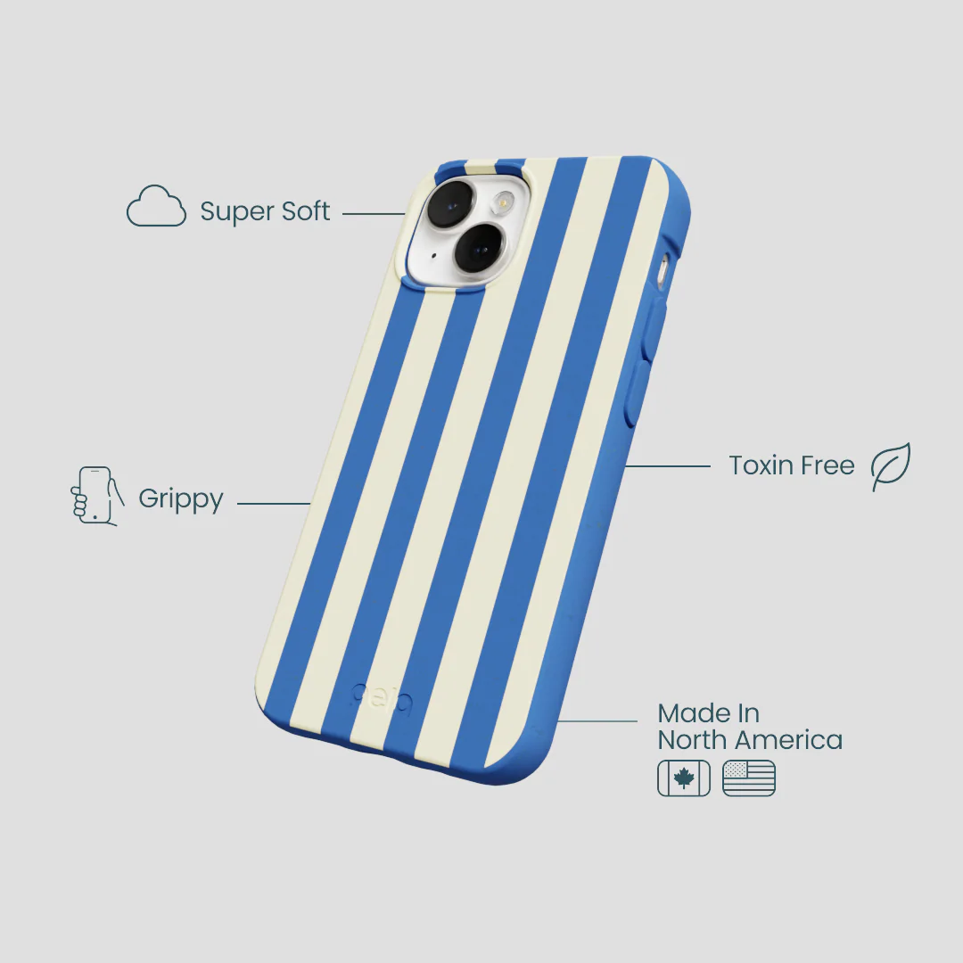 Electric Blue Butter Stripes iPhone 13 Mini Case - Image 4
