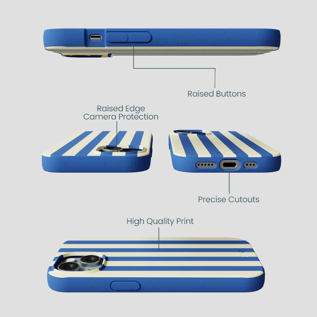 Electric Blue Butter Stripes iPhone 14 Case - Image 3