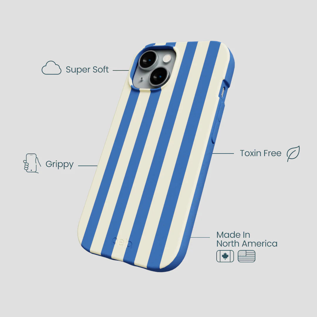 Electric Blue Butter Stripes iPhone 14 Case - Image 4