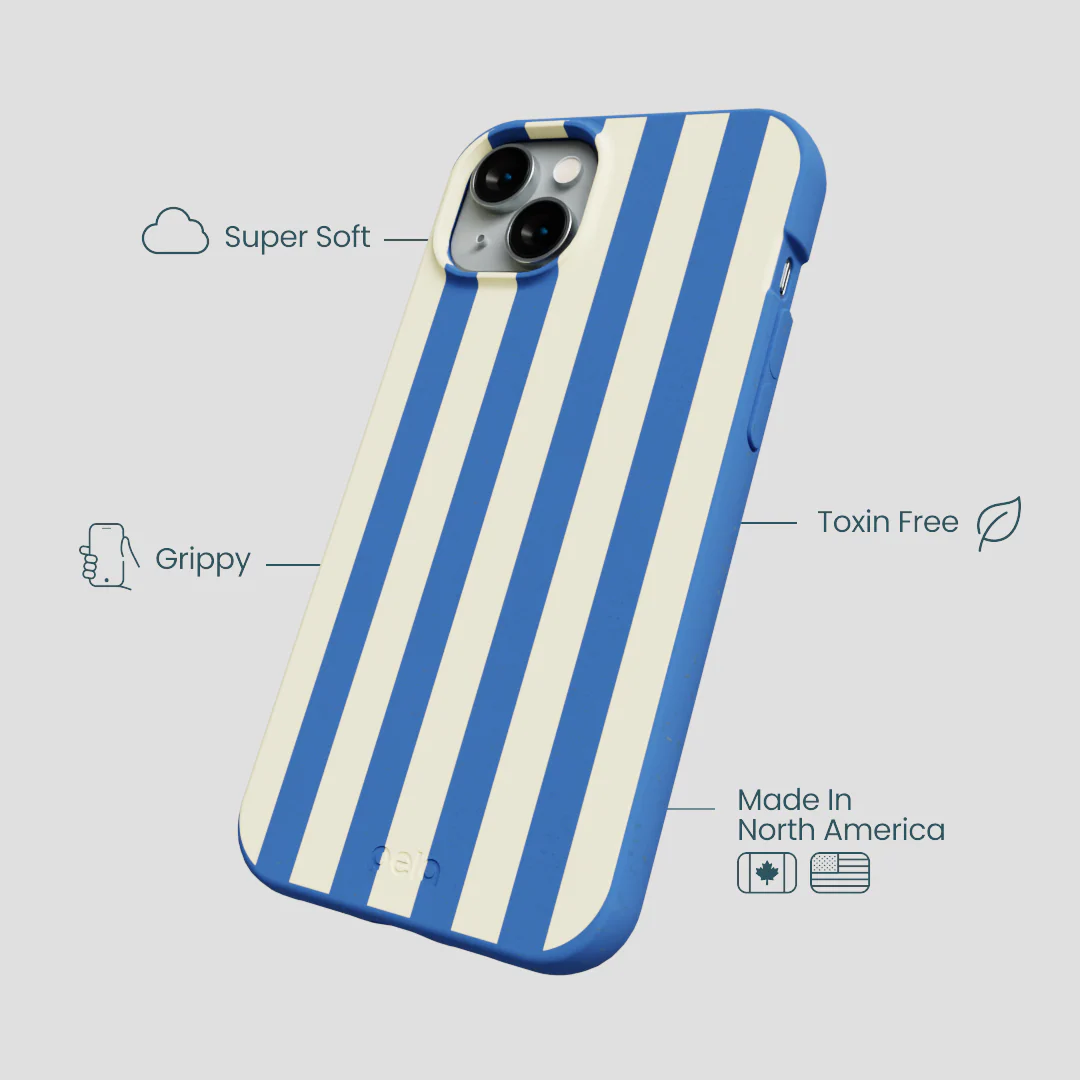 Electric Blue Butter Stripes iPhone 14 Plus Case - Image 4