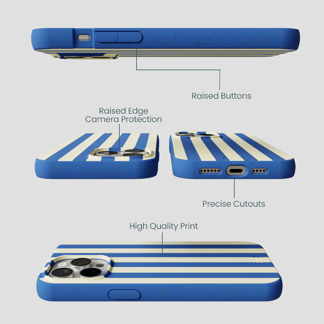 Electric Blue Butter Stripes iPhone 15 Pro Max Case - Image 3