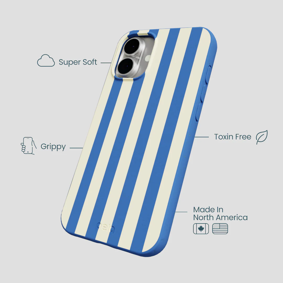 Electric Blue Butter Stripes iPhone 16 Plus Case - Image 4