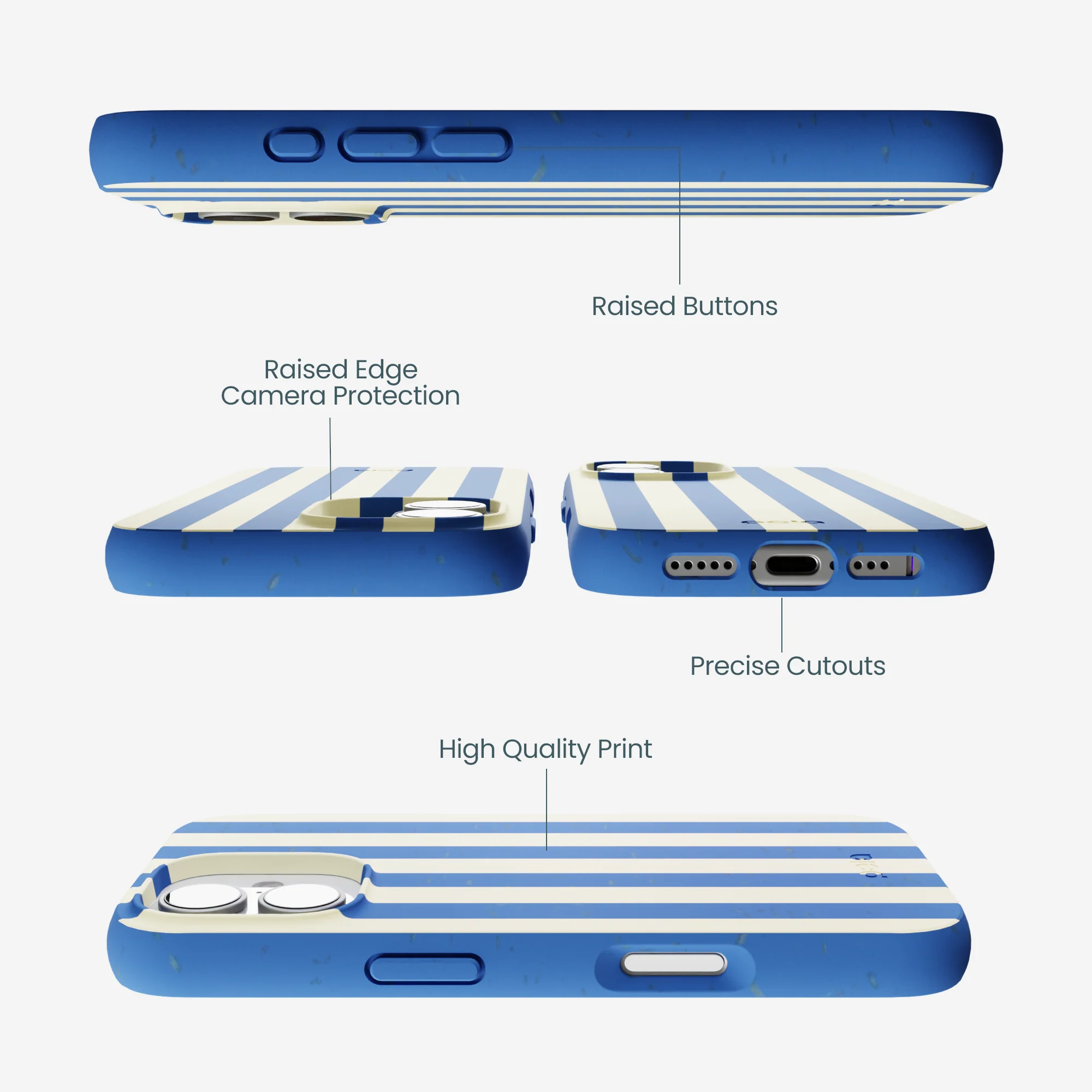 Electric Blue Butter Stripes iPhone 17 Case - Image 3