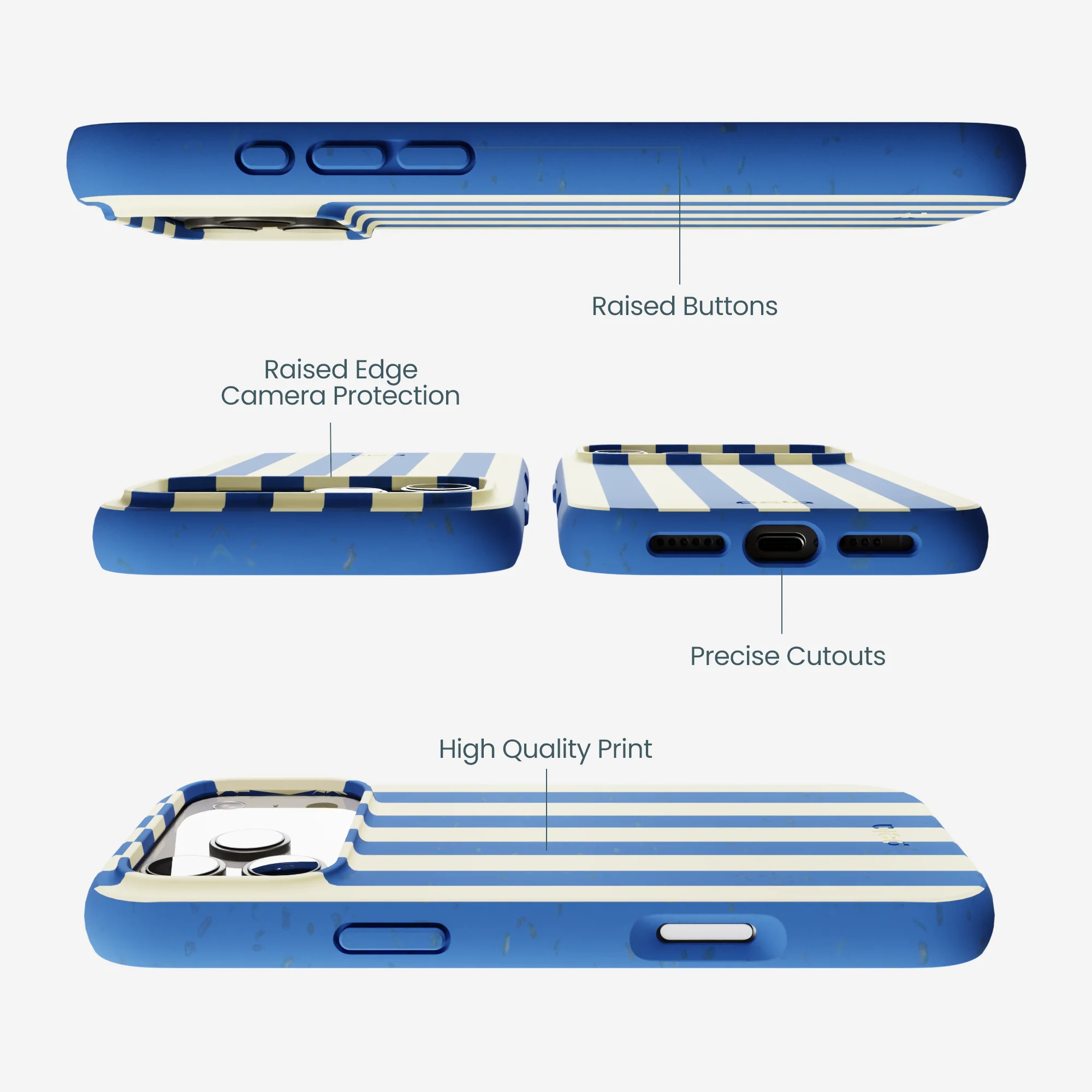 Electric Blue Butter Stripes iPhone 17 Pro Max Case - Image 3