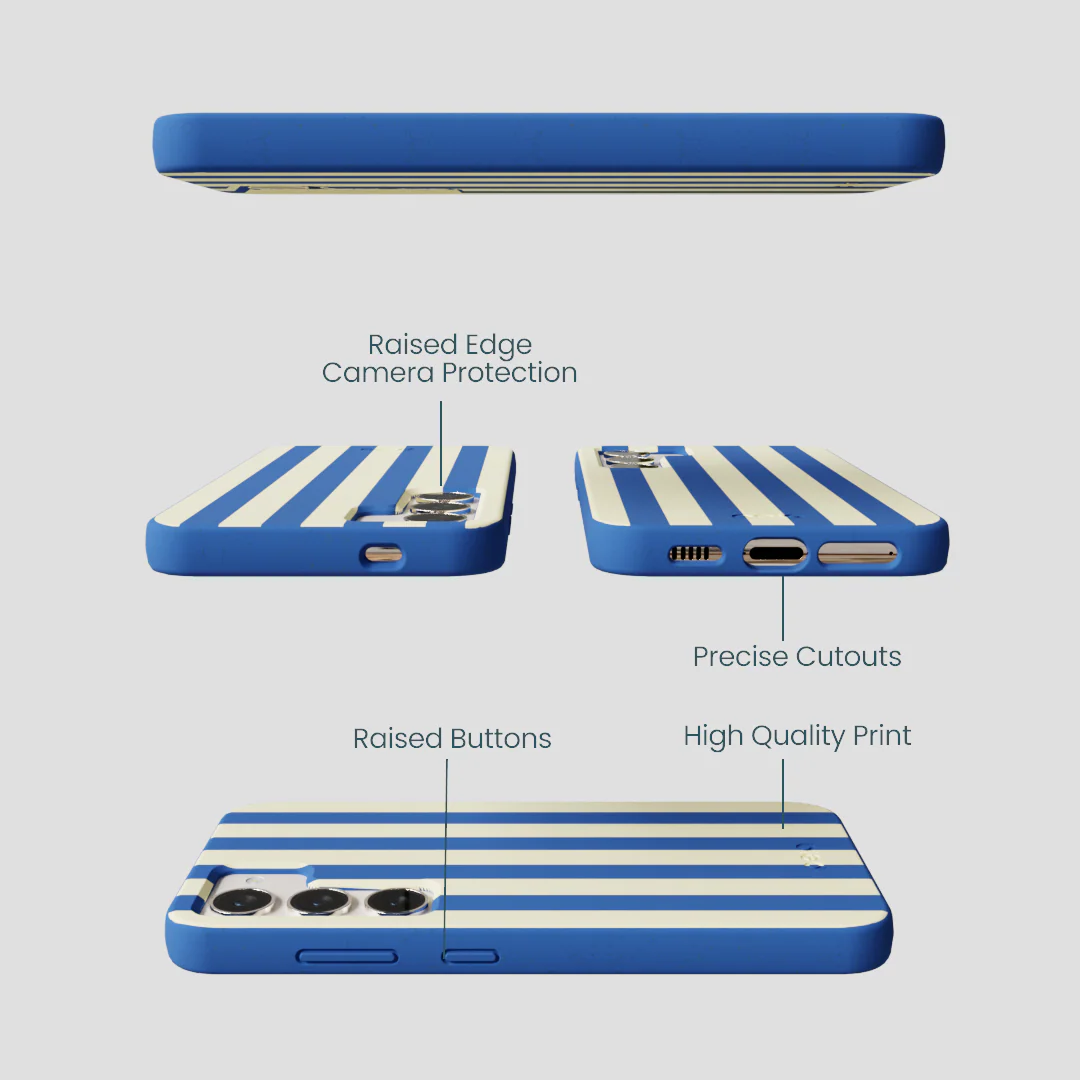 Electric Blue Butter Stripes Samsung Galaxy S24 Case - Image 3