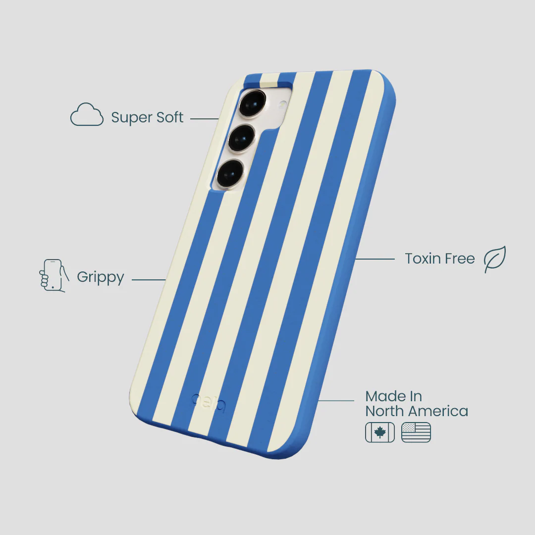 Electric Blue Butter Stripes Samsung Galaxy S24 Case - Image 4