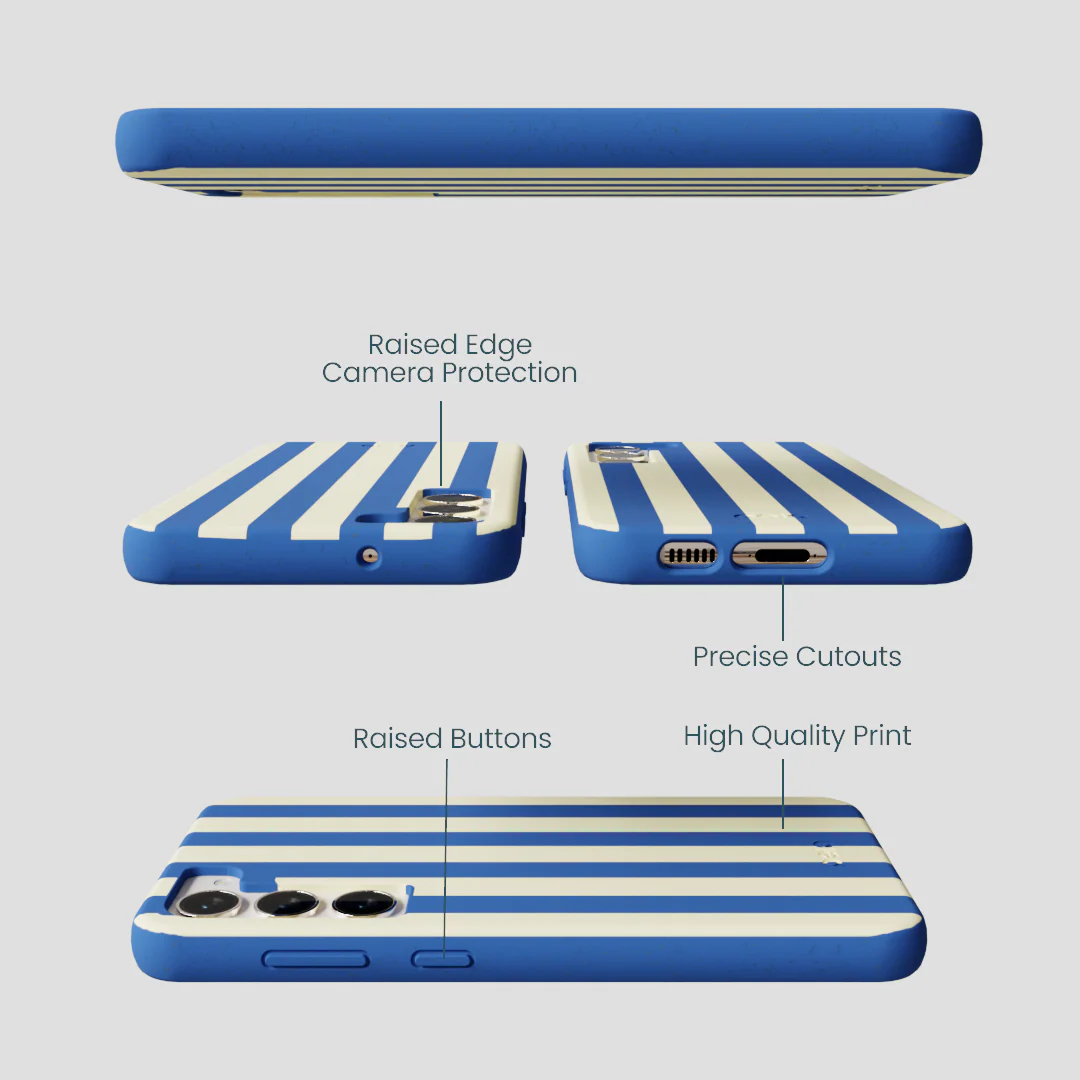 Electric Blue Butter Stripes Samsung Galaxy S24+(Plus) Case - Image 3