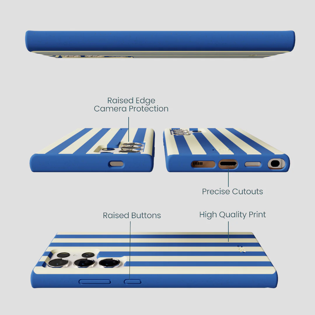 Electric Blue Butter Stripes Samsung Galaxy S24 Ultra Case - Image 3