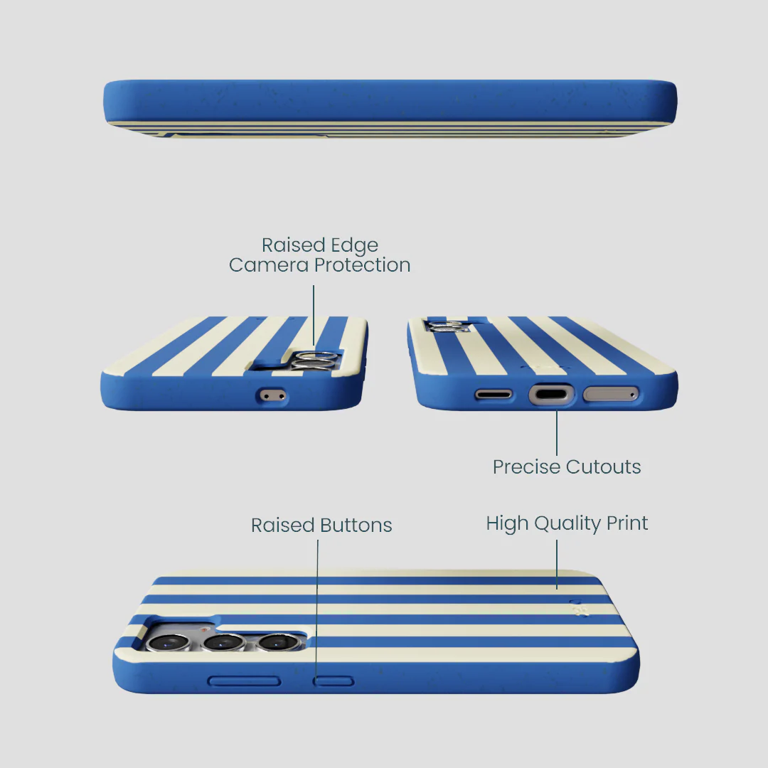 Electric Blue Butter Stripes Samsung Galaxy S25 Case - Image 3