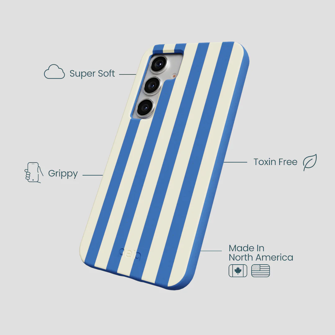 Electric Blue Butter Stripes Samsung Galaxy S25 Case - Image 4