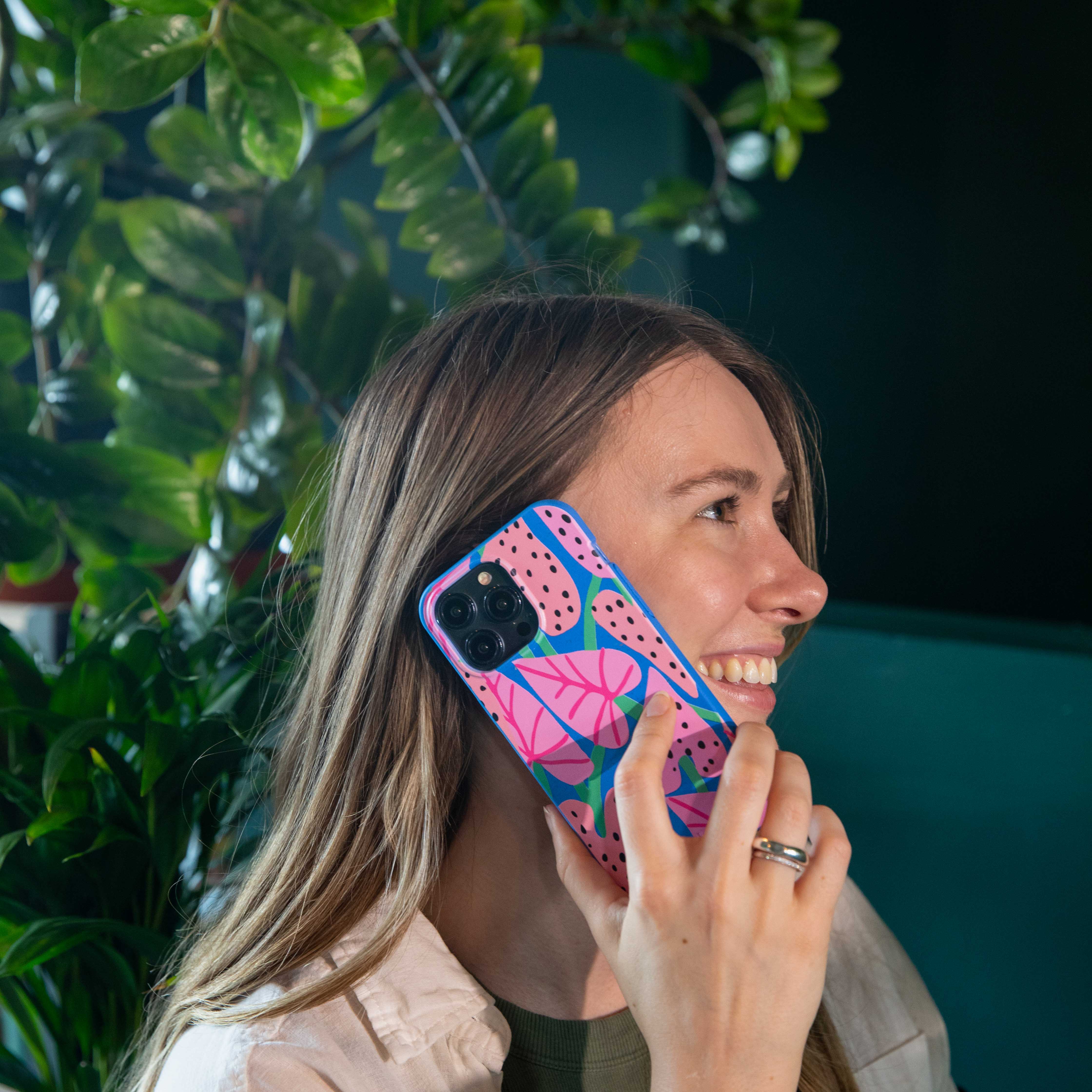 Electric Blue Candy Bloom iPhone 14 Plus Case - Image 6