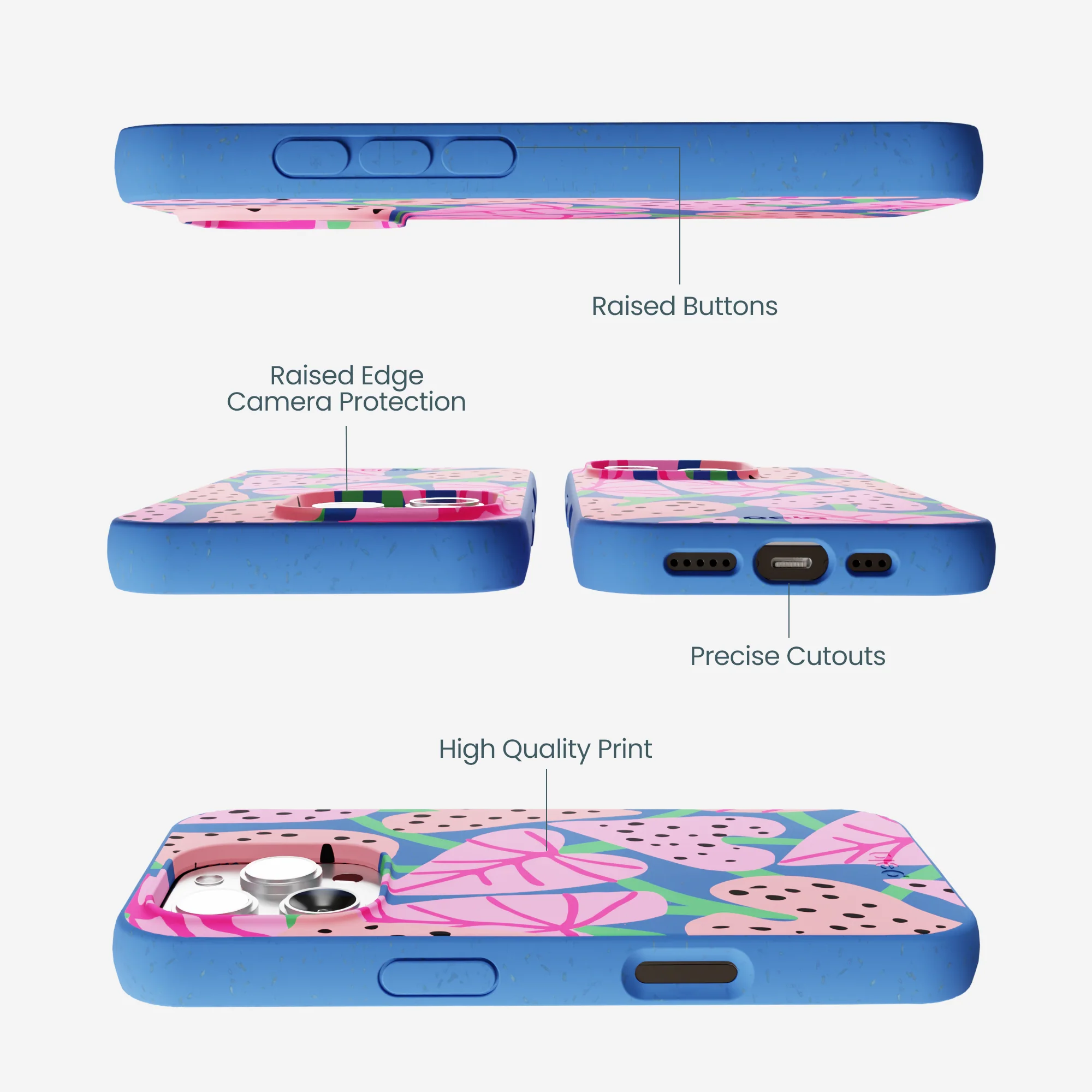 Electric Blue Candy Bloom iPhone 16 Pro Max Case - Image 3