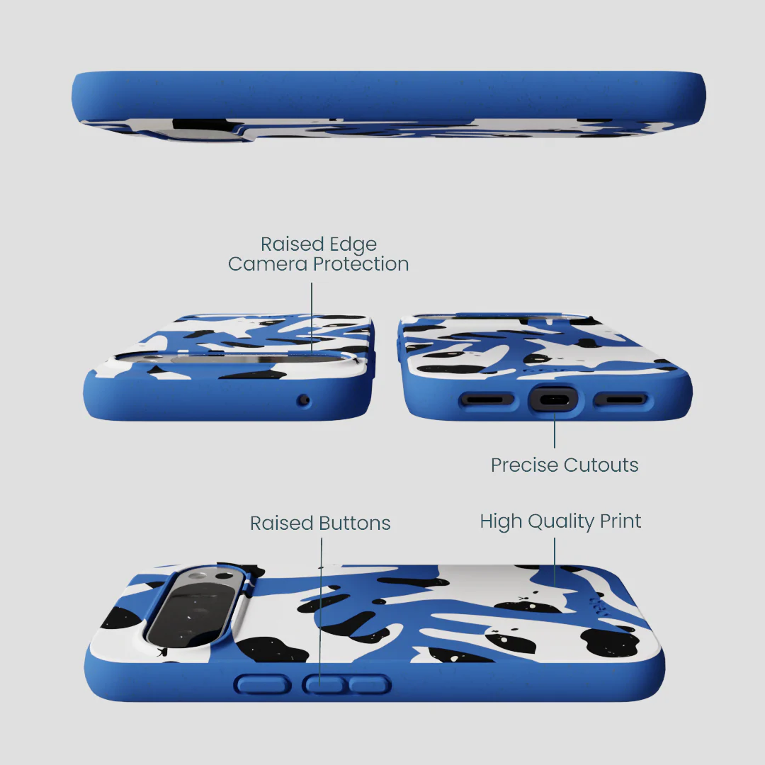 Electric Blue Cat Cow Google Pixel 10 Pro XL Case - Image 2