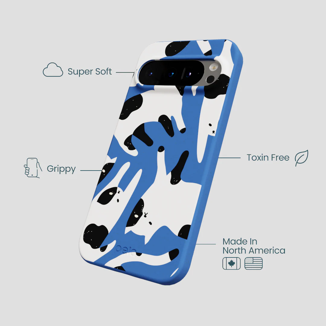 Electric Blue Cat Cow Google Pixel 9/9 Pro Case - Image 3