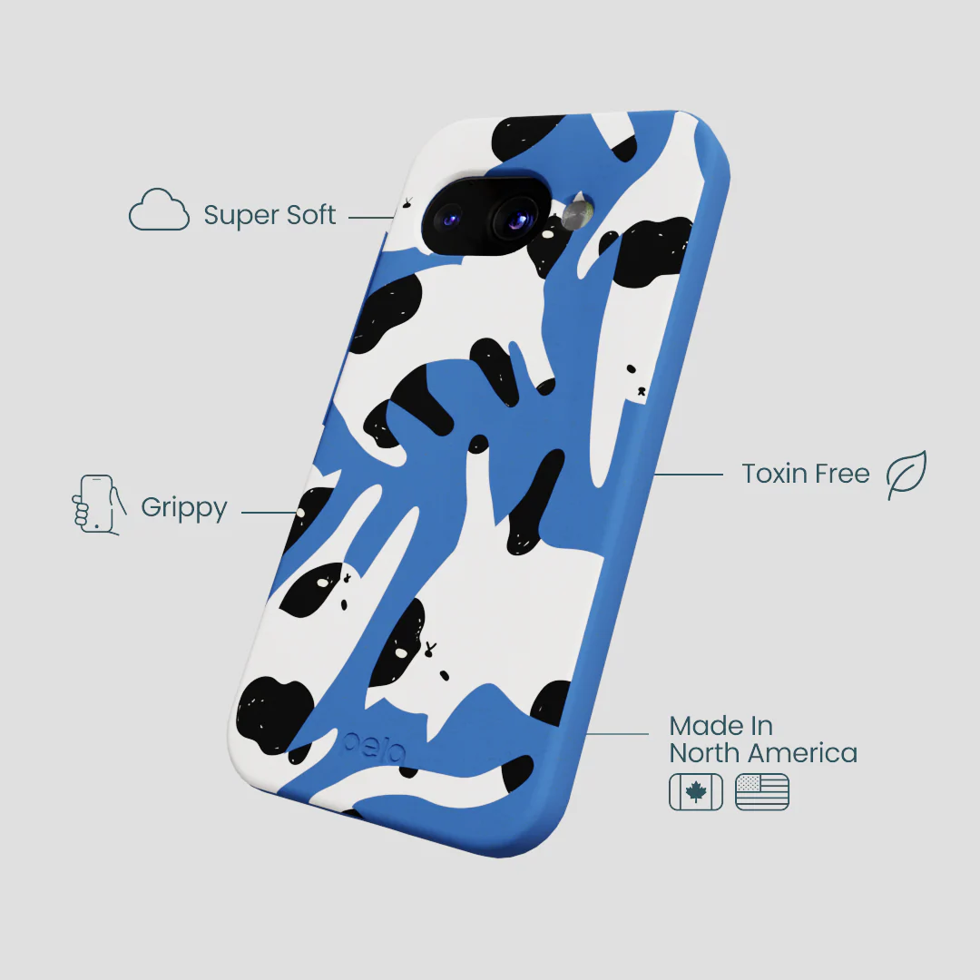 Electric Blue Cat Cow Google Pixel 9a Case - Image 3