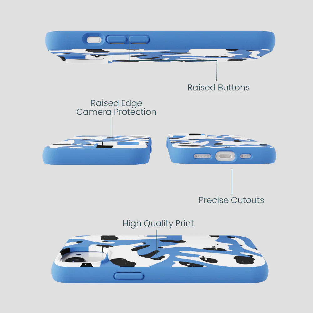 Electric Blue Cat Cow iPhone 16e/17e Case - Image 3