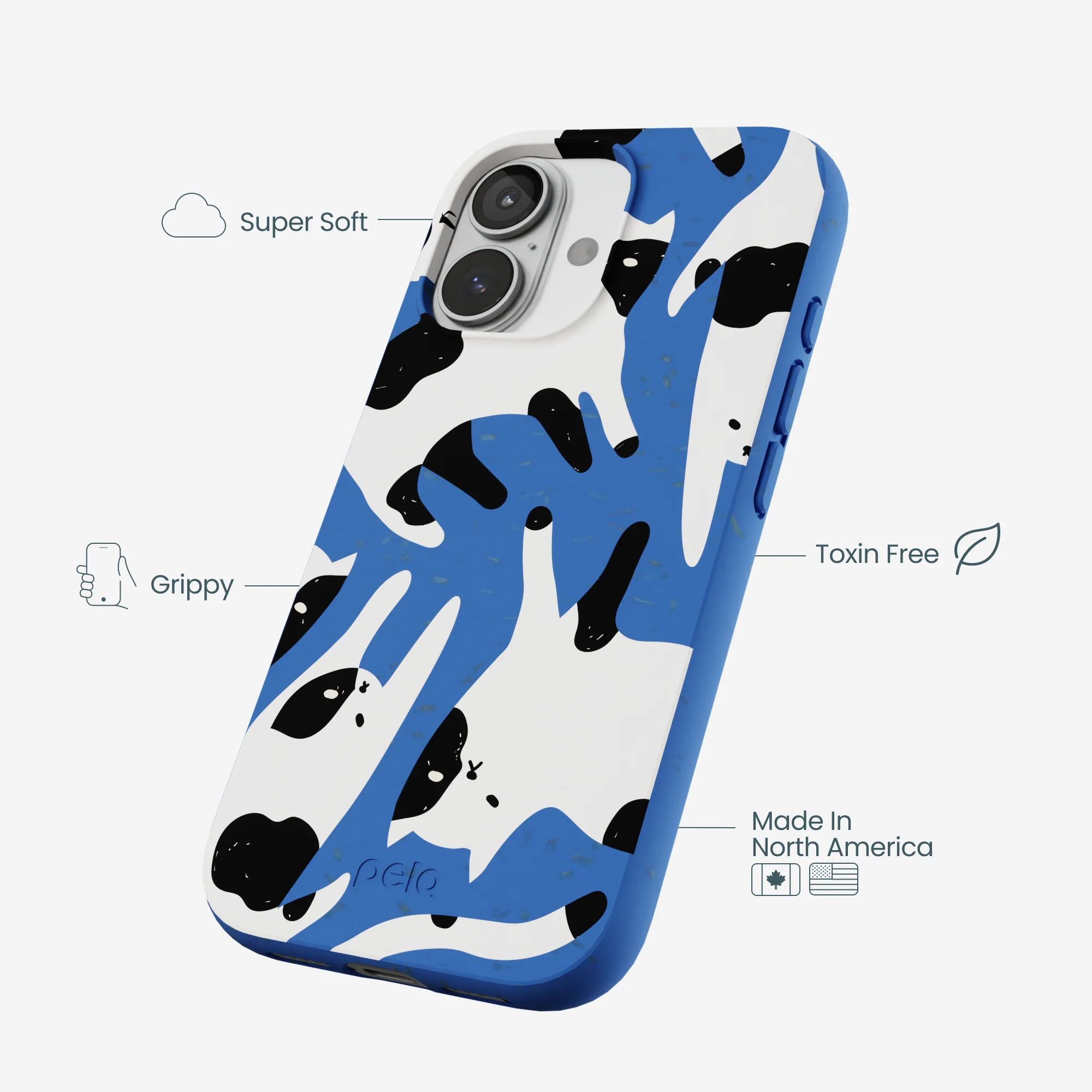 Electric Blue Cat Cow iPhone 17 Case - Image 4