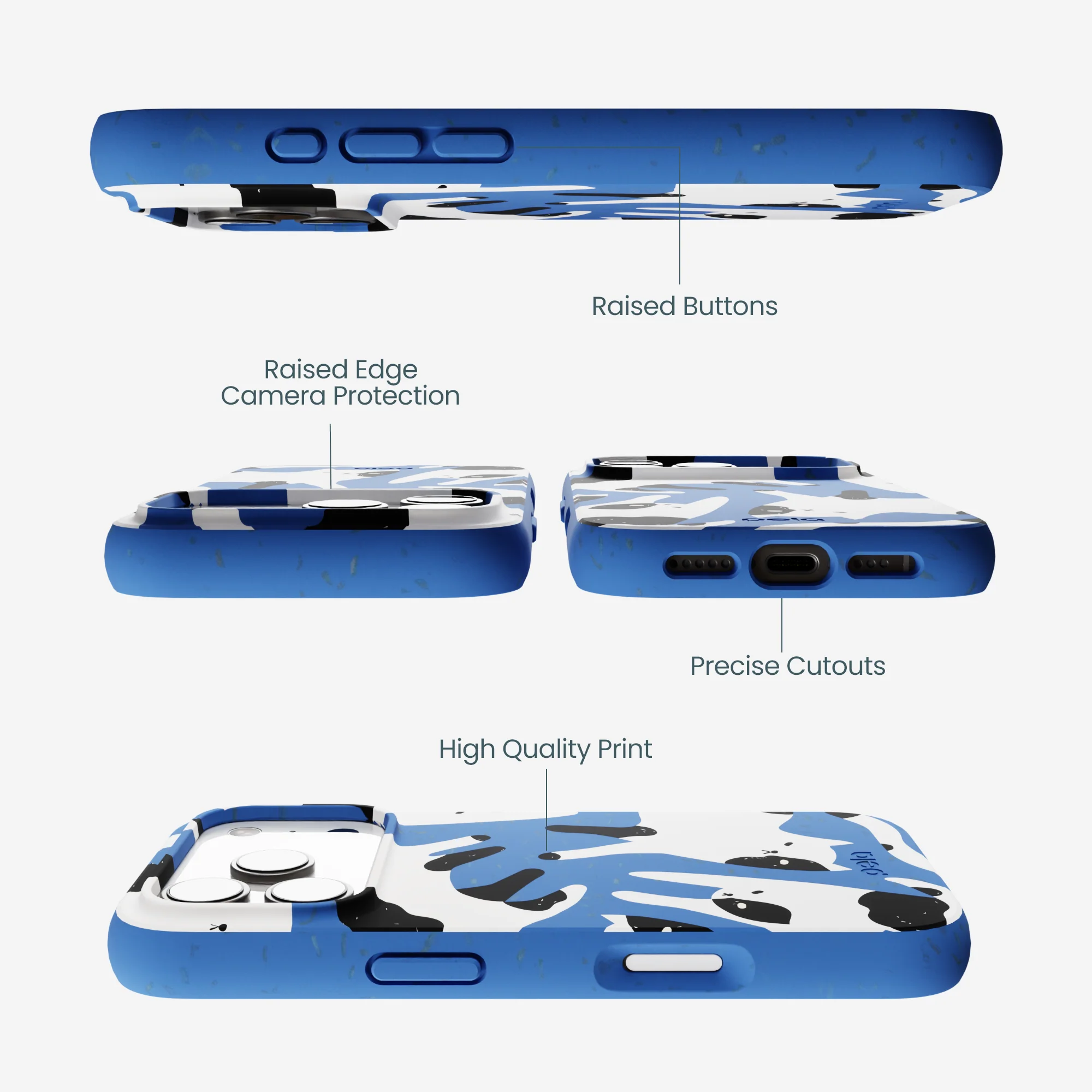 Electric Blue Cat Cow iPhone 17 Pro Case - Image 3