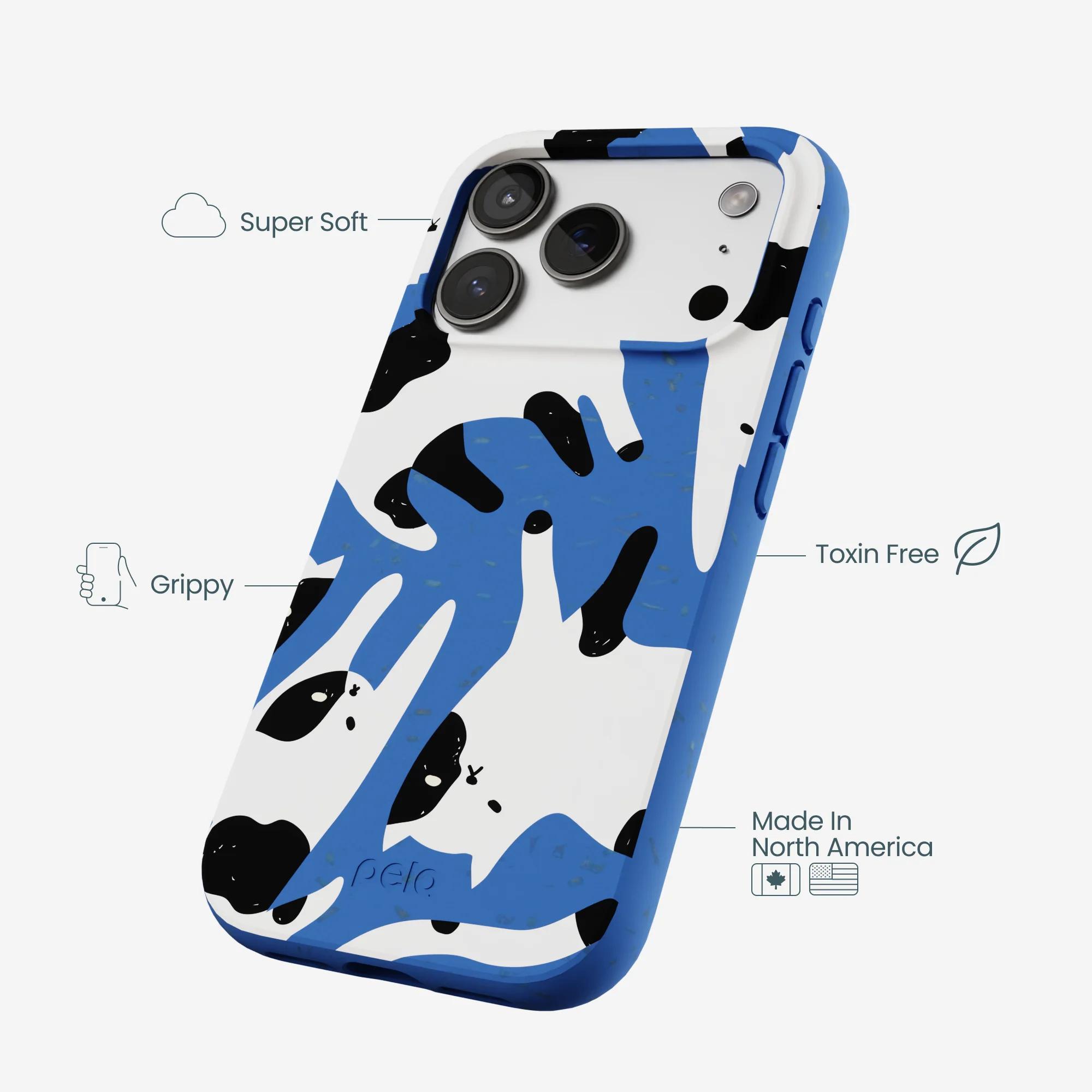 Electric Blue Cat Cow iPhone 17 Pro Case - Image 4