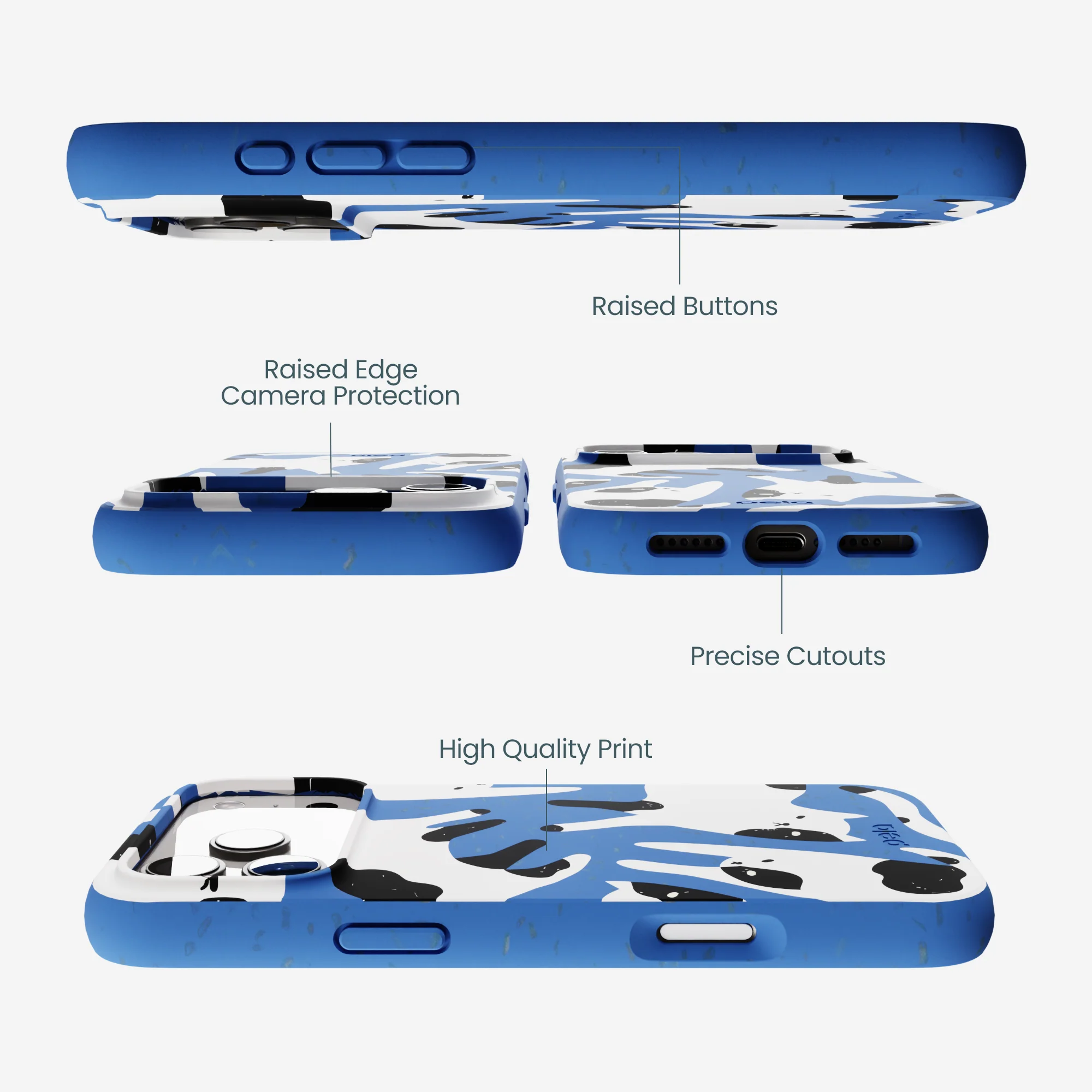 Electric Blue Cat Cow iPhone 17 Pro Max Case - Image 3