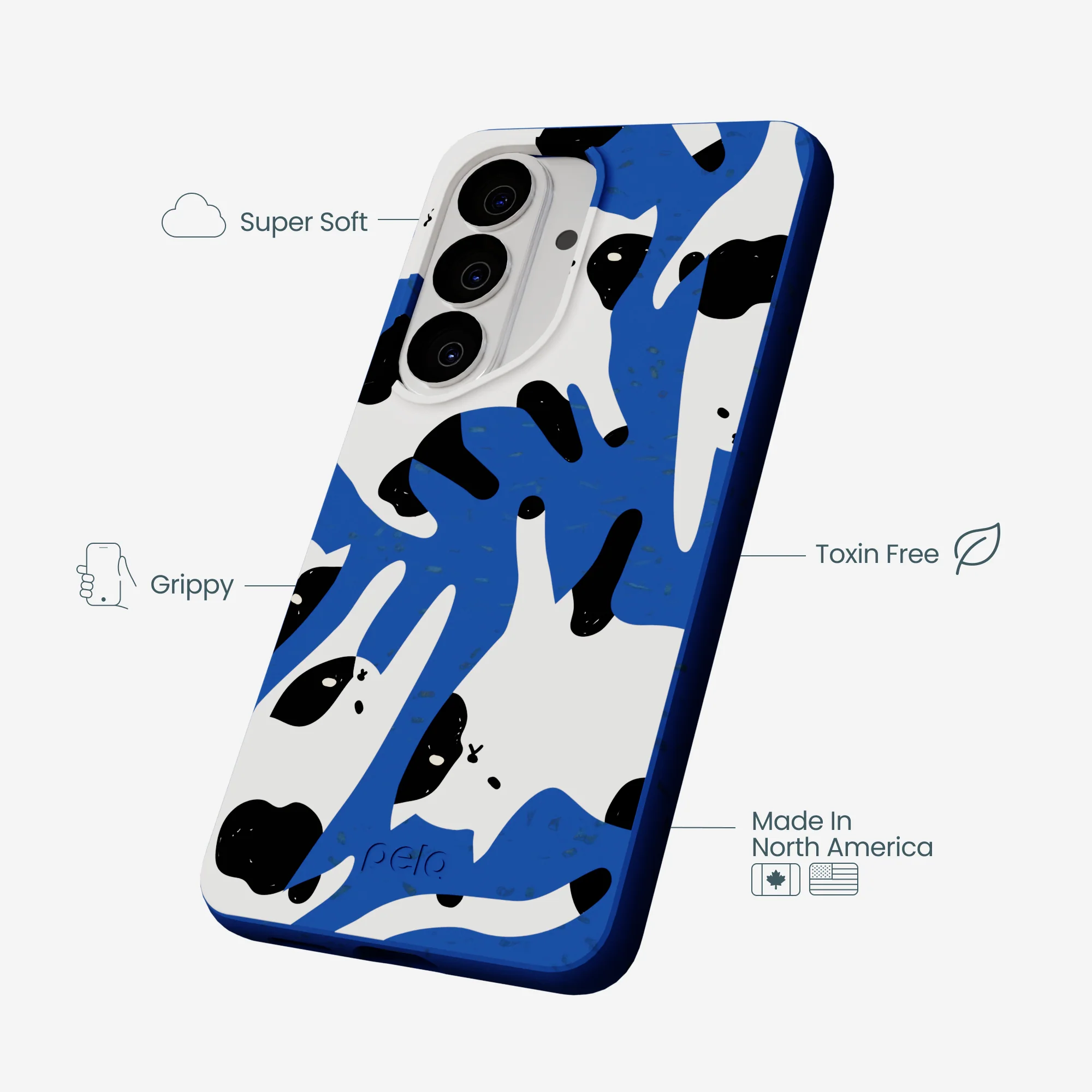 Electric Blue Cat Cow Samsung Galaxy S26 Case - Image 3