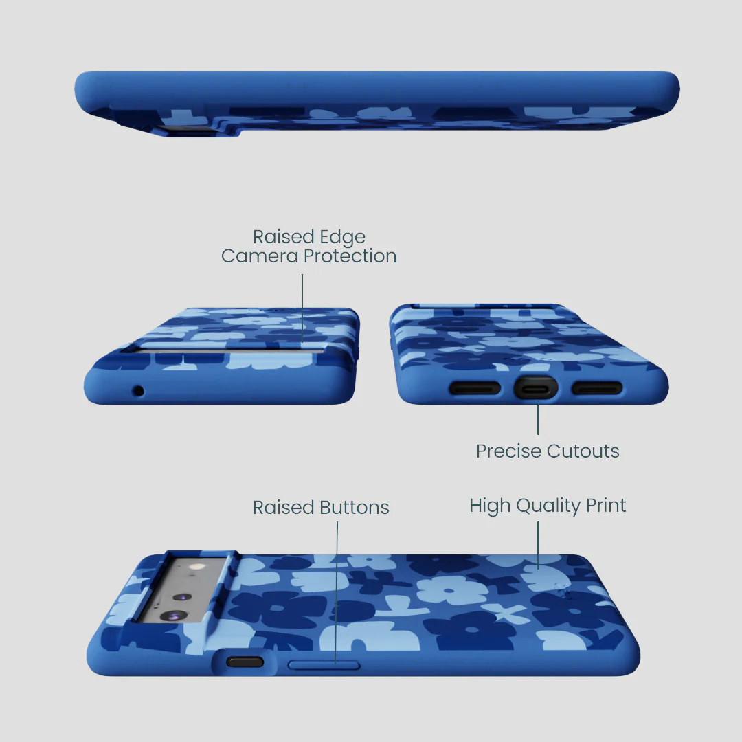 Electric Blue Daydream Blooms Google Pixel 6a Case - Image 3