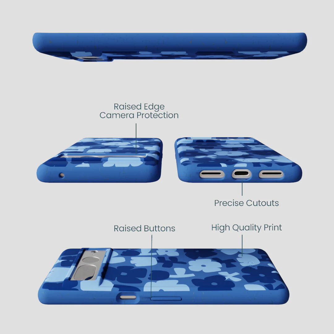 Electric Blue Daydream Blooms Google Pixel 7 Pro Case - Image 3