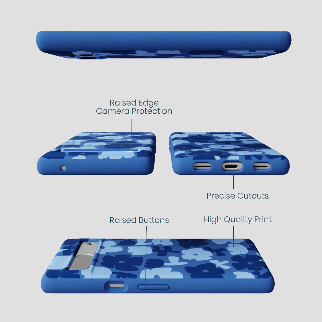 Electric Blue Daydream Blooms Google Pixel 7a Case - Image 3