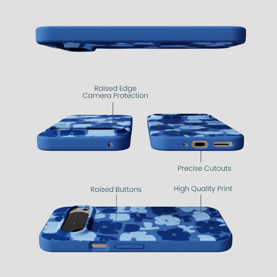 Electric Blue Daydream Blooms Google Pixel 9/9 Pro Case - Image 3