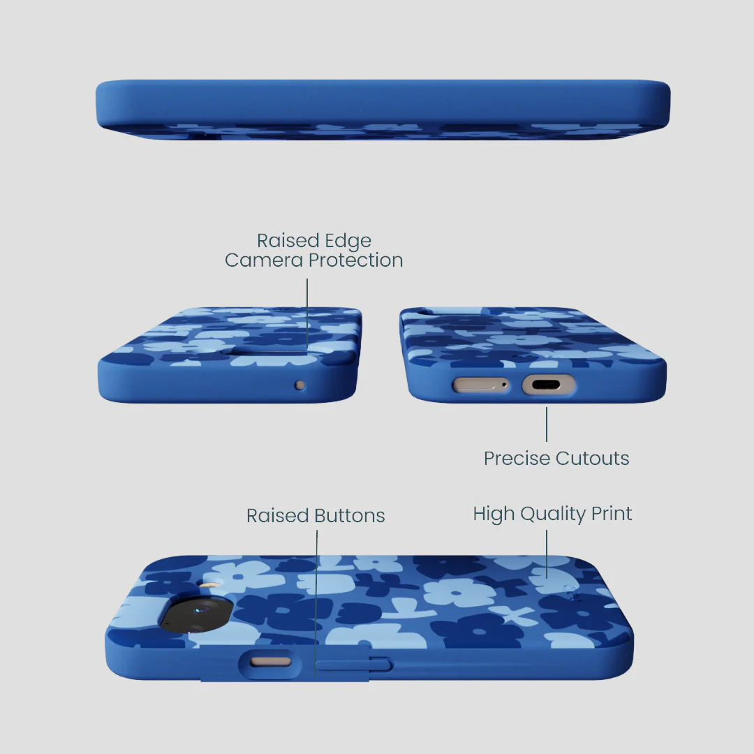 Electric Blue Daydream Blooms Google Pixel 9a Case - Image 3