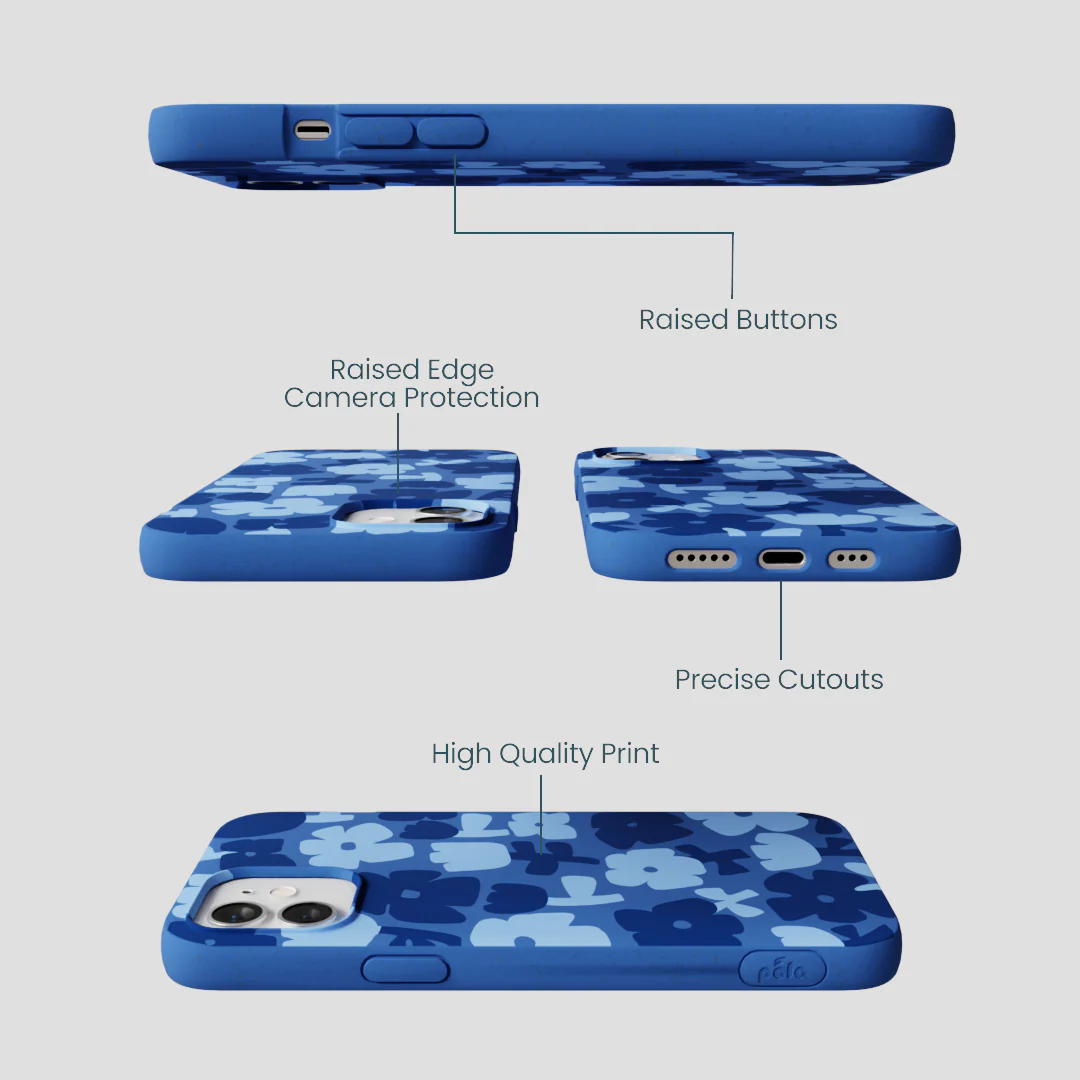 Electric Blue Daydream Blooms iPhone 12/ iPhone 12 Pro Case - Image 3