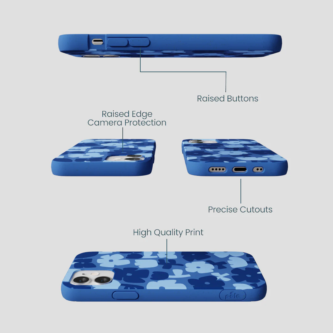 Electric Blue Daydream Blooms iPhone 12 Mini Case - Image 3