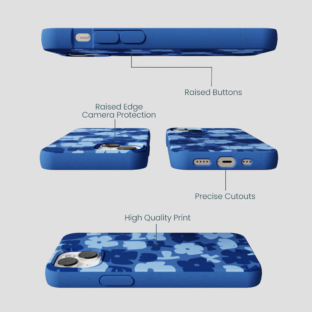 Electric Blue Daydream Blooms iPhone 13 Case - Image 3